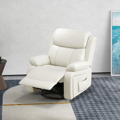 PU Leather Reclining Chair with Vibration Massage Recliner, Swivel Base, Rocking Function, Remote Control, Brown
