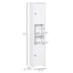 Tall Medicine Cabinet, Freestanding Bathroom Storage Cabinet with Shelves and 2 Cupboards, Bathroom Organizer, White