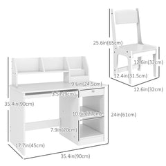 Kids Desk and Chair Set for 5-8 Year Old with Storage, Study Table and Chair for Children, Grey