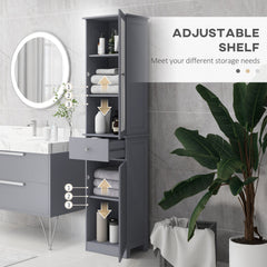 Tall Bathroom Cabinet, Bathroom Storage Cabinet with Drawers, 2 Doors and Adjustable Shelves, White
