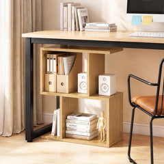 Decorative Storage Shelf Featuring Open Layout and Non-Slip Foot Pads Room Separator-Natural