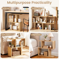Decorative Storage Shelf Featuring Open Layout and Non-Slip Foot Pads Room Separator-Natural