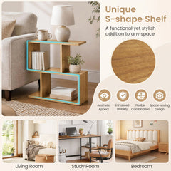 Decorative Storage Shelf Featuring Open Layout and Non-Slip Foot Pads Room Separator-Natural