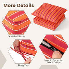 Deep Seat Chair Cushion Pads Set with Rope Belts for Indoor and Outdoor-Orange