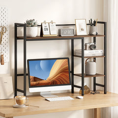 Desktop Bookshelf 38.5 inches W with Storage Display Rack for Home Office-Rustic Brown