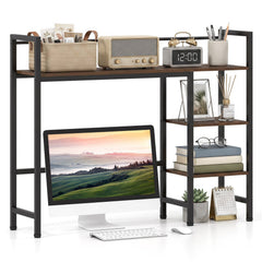 Desktop Bookshelf 38.5 inches W with Storage Display Rack for Home Office-Rustic Brown