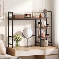Desktop Bookshelf 38.5 inches W with Storage Display Rack for Home Office-Rustic Brown