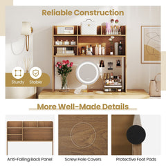 Desktop Bookshelf Countertop Storage Hutch with 6 Shelves-Natural