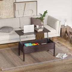 39" Modern Lift Top Coffee Table with Hidden Storage Compartment, Center Table for Living Room, Black