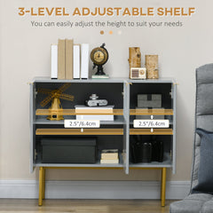 Modern Storage Cabinet Sideboard Buffet Cabinet with Gold Legs for Living Room Dining Room Hallway Black