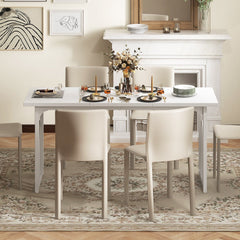 Dining Table for 6-8 People 63 Inch Rectangular Farmhouse Kitchen Table-White