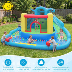 Dinosaur Themed Inflatable Bounce House and Water Park with 860W Air Blower