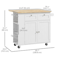 Kitchen Island with Power Outlet and Drop Leaf, Rolling Kitchen Cart with 2 Drawers and Adjustable Shelves, Black