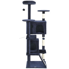 54" Cat Tree, Multi-Level Cat Tower with Scratching Posts, Cat Condos, Bed, Platforms, Ramp, Toy Ball, Beige