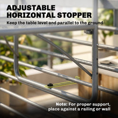 Adjustable Balcony Hanging Railing Table, Metal Mounting Mini Wall Desk Storage Rack, Outdoor Flower Stand Serving Table Rectangle, Black