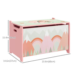 Toy Box, Kids Storage Chest with Lid, Safety Hinges and Groove Handles, Toy Storage Organizer with Mountain Pattern for Boys, Girls, Green