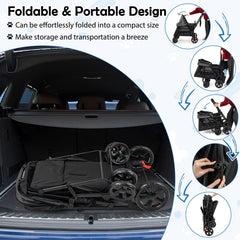 Dog Stroller for Medium Small Senior Elderly Dogs with Dual Entry-Black