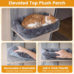 Grey Over the Door Cat Climber with a Jute Post and Washable Pads