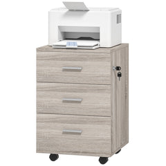 Mobile Filing Cabinet with Wheels, 3 Drawer File Cabinet with Lock and Keys for Home Office, White