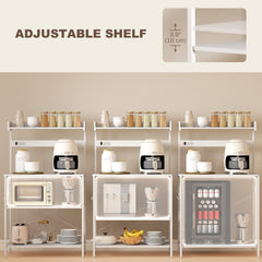 Kitchen Baker's Rack with Power Outlet, Coffee Bar Station with Adjustable Shelves and Hooks, Distressed Grey