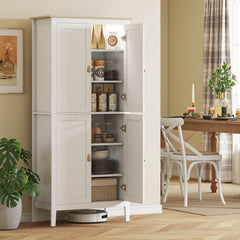 69.5" Tall Kitchen Pantry Storage Cabinet with Motion Sensor LED Light, Modern Kitchen Pantry Cabinet, Green