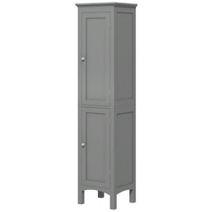 Tall Bathroom Cabinet, Freestanding Storage Organizer with Adjustable Shelves and Cupboards, 15" x 13" x 63", Black