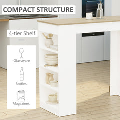 Bar Table, High Top Pub Table with 4 Storage Shelves, Modern Bar Height Table for Home Bar, Kitchen, Grey