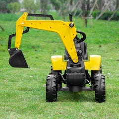 Ride on Tractor for Kids, Pedal Excavator Ride on Toy with Controllable Front Bucket for 3 Years Old, Yellow