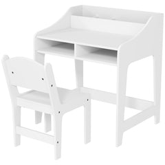 Kids Desk and Chair Set with Storage, Shelves for Bedroom, 3-8 Years Old, White
