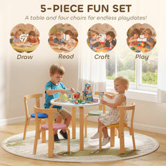 Wooden Kids Table and Chairs Set, Toddler Table and Chairs Set for 3-8 Years, Green