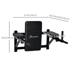 Wall Mounted Dip Station Multi-Function Power Tower Set Home Gym Pull Up Bar Chin Up Exercise Bar Knee Raise Triceps Leg Dipping Raise Rack Black