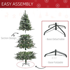 6FT Artificial Christmas Snow Pine Tree Holiday Home Xmas Decoration with Automatic Open, Pinecone, Green