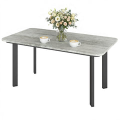 Outdoor Garden Coffee Table, Patio Table with Slatted Wood Plastic Composite Top and Steel Frame, Grey