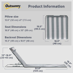 2 Pieces Beach Lounge Chair, Outdoor Folding Chaise Lounge Set w/ Pillow for Sunbath, Snap, Beige