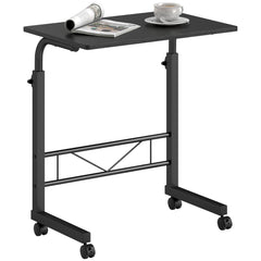 Mobile Standing Desk with Adjustable Height, 23.5 inch Stand Up Desk with Wheels, Natural Wood