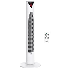 Freestanding Tower Fan Cooling for Home Bedroom with 3 Speed, 12h Timer, Oscillating, LED Sensor Panel, Remote Controller, Black