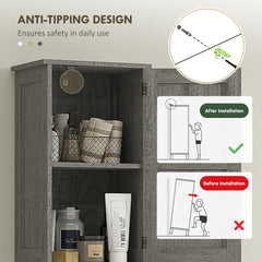 67" Tall Bathroom Cabinet, Narrow Bathroom Storage Cabinet with Drawer, Barn Doors and Adjustable Shelves, Black