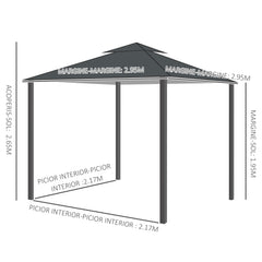 10' x 10' Patio Gazebo Outdoor, Canopy Shelter with Double-tier Roof, Pavilion Sidewalls for Garden Events, Brown