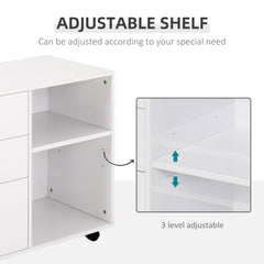 Modern Lateral Filing Cabinet, 3 Drawer File Cabinet for Letter and A4 Size Documents, Mobile, Printer Stand with Open Shelves, Rolling Wheels, Black