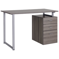 47" Computer Desk Writing Table Workstation with Multi-Use Reversible File Drawers Metal Frame Home Office Furniture, White