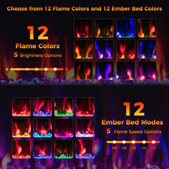 Electric Fireplace 40/50/60 Inches Recessed and Wall Mounted for 2 ft x 6 ft Stud-40 Inches
