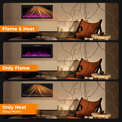 Electric Fireplace 40/50/60 Inches Recessed and Wall Mounted for 2 ft x 6 ft Stud-40 Inches