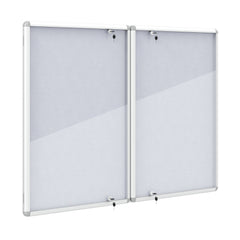 Enclosed Bulletin Board Lockable Cork Notice Board with Aluminum Frame-Sliver