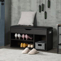 Shoe Bench Entryway Storage Rack with Padded Cushion, Hidden Storage for Hallway, Living Room, Natural