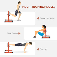 Bulgarian Split Squat Stand, 12-Level Adjustable Single Leg Squat Stand for Lower Body Strength Training, Red