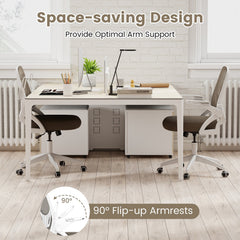 Ergonomic Computer Desk Chair with Lumbar Support and Flip-up Arms-Gray