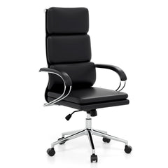 Ergonomic Leather Office Chair with Adjustable Height and Rocking Function-Black