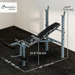 Incline Decline Weight Bench with Leg Extension and Barbell Rack, Adjustable Bench Press Weight Lifting Bench