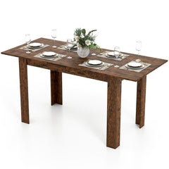 Extendable Dining Table for 4-8 People 47 inches-62 inches Large Rectangular Kitchen Table-Rustic Brown