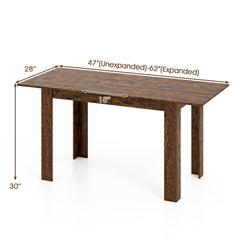 Extendable Dining Table for 4-8 People 47 inches-62 inches Large Rectangular Kitchen Table-Rustic Brown